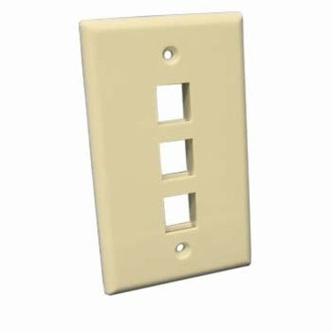 3 port Keystone Flush Mount Wall Plate Ivory