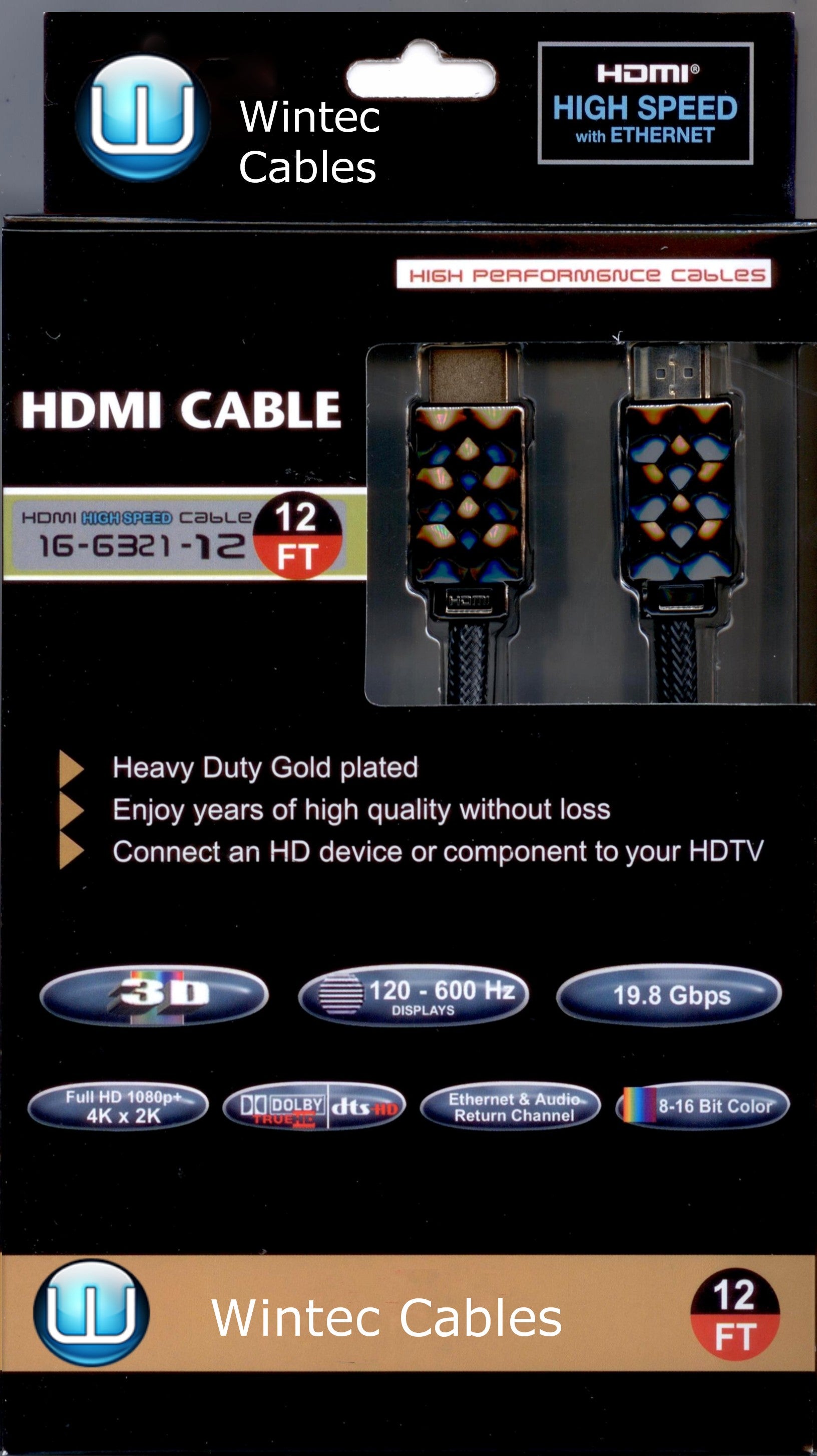 HDMI to HDMI High Speed with ETHERNET Cable-12Ft Retail