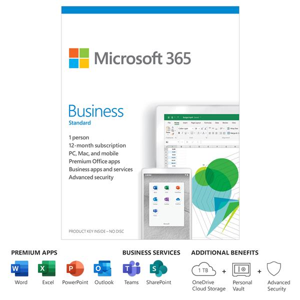 Microsoft 365 Business Standard - Premium Office Apps - 12-Month Subscription, 1 User - PC/Mac Keycard - English KLQ-00495
