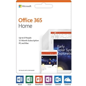 Microsoft Office 365 Home - Subscription - 6 PC/Mac, 6 User - 1 Year Medialess, Product Key Card (PKC) - English - 6GQ-01028