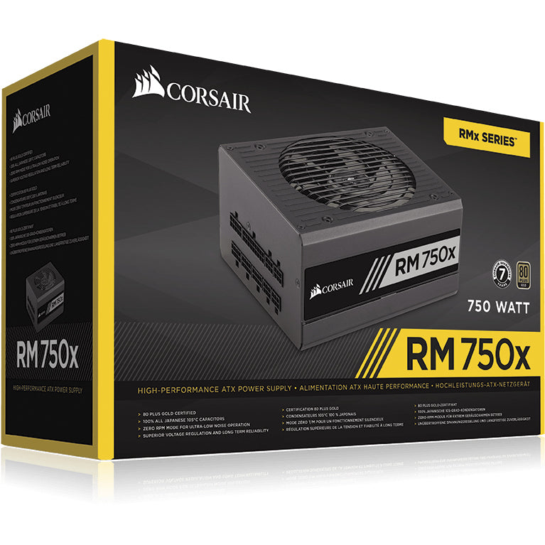 Corsair RMx Series RM750x - 750 Watt 80 PLUS Gold Certified Fully Modular High Performance Power supply - CP-9020199-NA