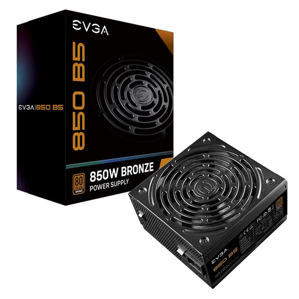 eVGA 850Watt B5 80 Plus Bronze Certified +12V 150mm Fan Modular Power Supply - 220-B5-0850-V1
