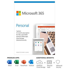 Microsoft Office 365 Personal - 1 Year Subscription - Medialess, Product Key Card (PKC) - English - QQ2-01024