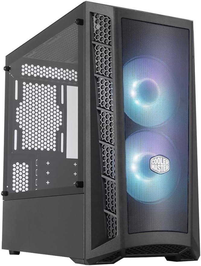 Cooler Master MasterBox MB311L ARGB Airflow Micro-ATX Mini Tower with Fine Mesh Front Panel, Mesh Intake Vents, Tempered Glass Side Panel, ARGB Controller, Dual ARGB Lighting Fans - Black - MCB-B311L-KGNN-S02