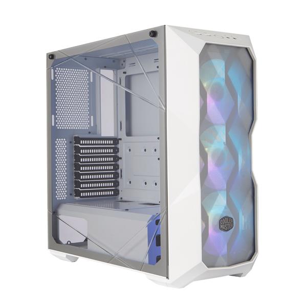 Cooler Master MasterBox TD500 Mesh White Airflow ATX Gaming Mid-Tower with Polygonal Mesh Front Panel, Crystalline Tempered Glass, E-ATX up to 10.5, Three 120mm ARGB Fans & ARGB Lighting System - MCB-D500D-WGNN-S01