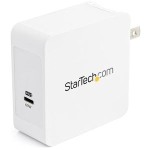 StarTech.com USB C Wall Charger - 60W PD 1m cable - Portable Travel USB Type C Fast Charge Universal Laptop Adapter - USB IF/ETL Certified - WCH1C