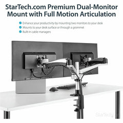 StarTech Desk Mount Dual Monitor Arm, Full Motion, Premium Dual Monitor Mount for up to 30"(19.8lb/9kg) VESA Mount Monitors, Tool-less - ARMDUAL30