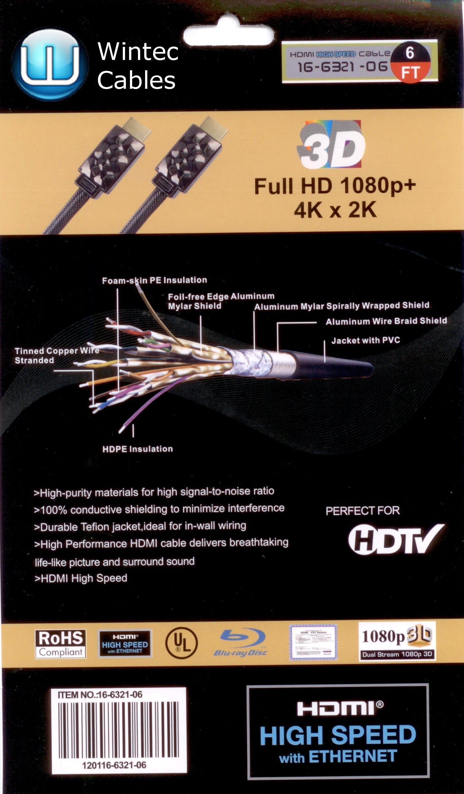 HDMI to HDMI High Speed With ETHERNETCable-6Ft Retail