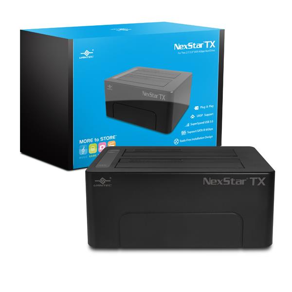 Vantec NexStarÂ® TX Dual Bay  2.5/3.5 USB 3.0 Hard Drive Dock  -NST-D428S3-BK