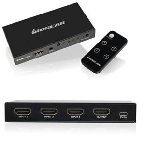 Iogear  4-port  (4-in 1-Out)  Audio/ Video  HDMI Switch w/ Remote - GHDSW4K4