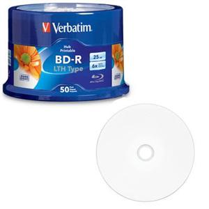 Verbatim Blu-ray Recordable Media - BD-R - 6x - 25 GB - 50 Pack Spindle 120mm - Inkjet Printable -  97672