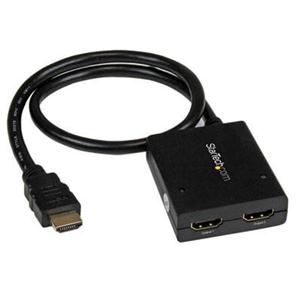 StarTech.com 4K HDMI Splitter 1 In 2 Out - 4K 30Hz HDMI 1.4 2 Port Video Splitter Box -with high speed HDMI cable, USB power cable - Black ST122HD4KU
