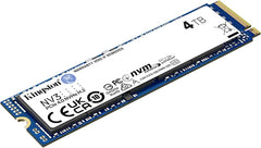 Kingston NV3  4TB Solid State Drive - M.2 2280 Internal - PCIe 4x4 SSD Read: 6000MB/s; Write:5000MB/s  - SNV3S/4000G