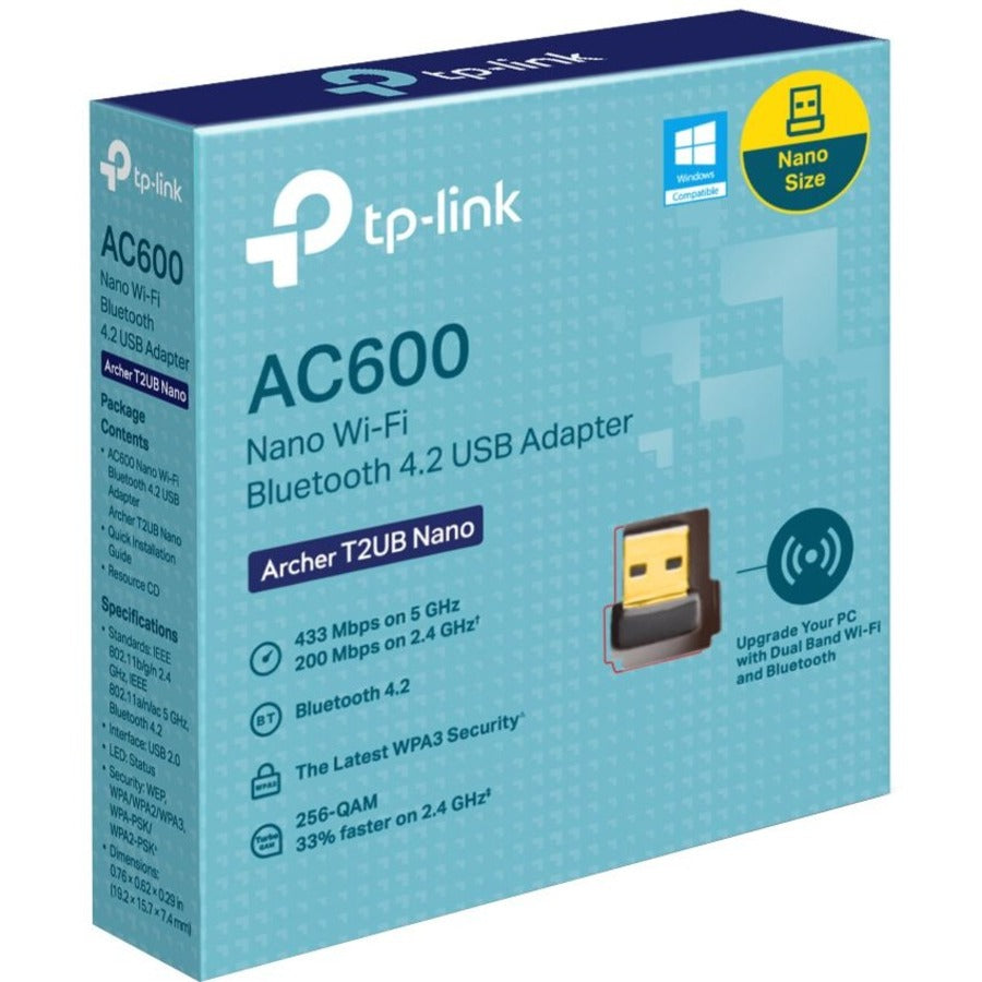 TP-Link Archer T2UB Nano AC600 Wi-Fi+  Bluetooth 4.2 USB Adapter