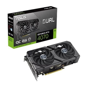 Asus NVIDIA GeForce RTX 4070 Graphic Card - 12 GB GDDR6X 7680 x 4320 - 2.55 GHz Boost Clock - 192 bit Bus Width - PCI Express 4.0 - DisplayPort - 3 x DisplayPort - HDMI  -  DUAL-RTX4070-O12G-EVO