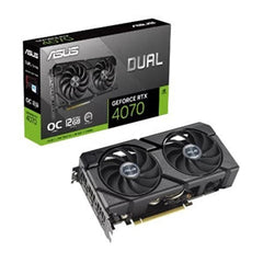 Asus NVIDIA GeForce RTX 4070 Graphic Card - 12 GB GDDR6X 7680 x 4320 - 2.55 GHz Boost Clock - 192 bit Bus Width - PCI Express 4.0 - DisplayPort - 3 x DisplayPort - HDMI  -  DUAL-RTX4070-O12G-EVO