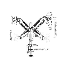 64-0347S Dual Arm Tilt Swivel LCD Screen Monitor Desk Mount with Base for 15-27 inches Screen - 64-0347S