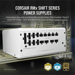 CORSAIR RM750x Shift Fully Modular ATX Power Supply - 80 Plus Gold - ATX 3.1 - PCIe 5.1 - Zero RPM - Modular Side Interface - White -  CP-9020273-NA