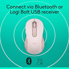 Logitech Signature M650 (Rose) Optical - Wireless - Bluetooth/Radio Frequency - Rose - USB - 2000 dpi - Scroll Wheel - 5 Button(s) - 5 Programmable Button(s) -  910-006251