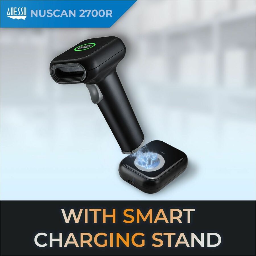 Adesso NuScan 2700R 2D Wireless Barcode Scanner with Charging Cradle - NuScan 2700R