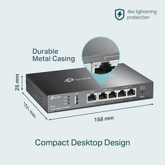 TP-Link Router ER605 Omada SDN SafeStream Gigabit Multi-WAN VPN Router Retail