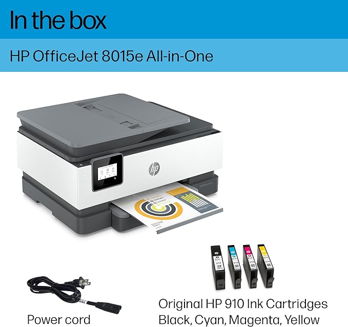 HP OfficeJet 8015e All-in-One Wireless Color Printer for Home Office, Works with Alexa - Grey - 228F5A