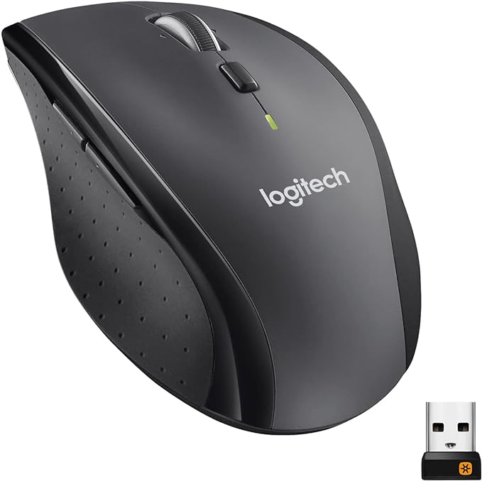 Logitech M705 Marathon Wireless Mouse, 2.4 GHz USB Unifying Receiver, 1000 DPI, 5-Programmable Buttons, 3-Year Battery, Compatible with PC, Mac, Laptop, Chromebook - Black - 910-006033
